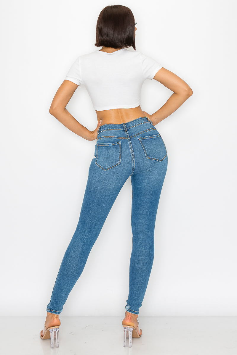 Adeline - High Rise Destructed Stretch Skinny
