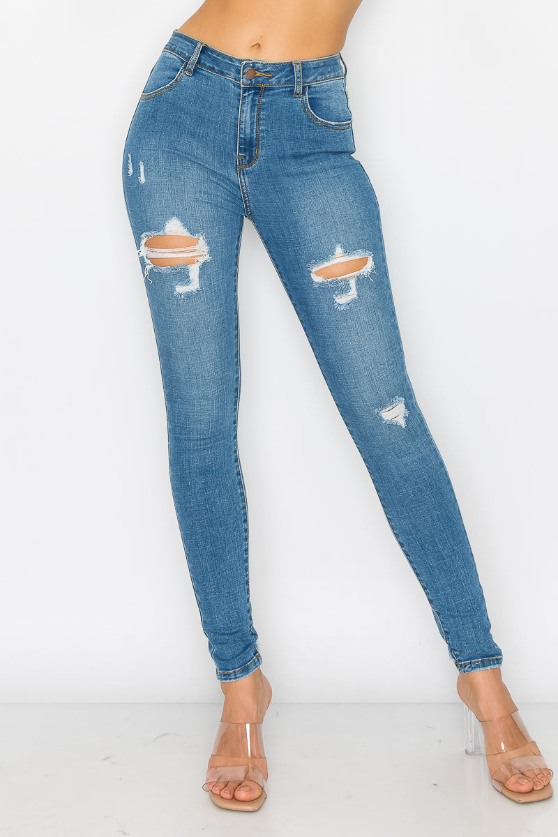 Adeline - High Rise Destructed Stretch Skinny