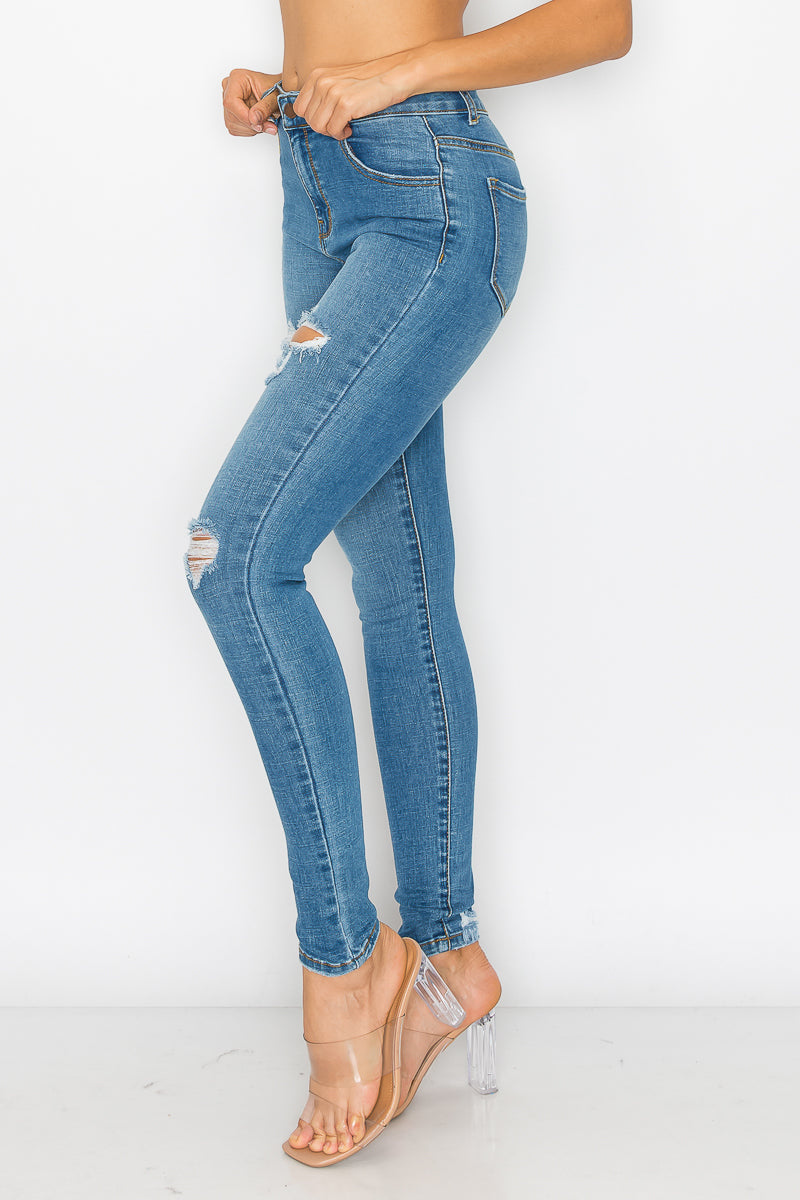Adeline - High Rise Destructed Stretch Skinny
