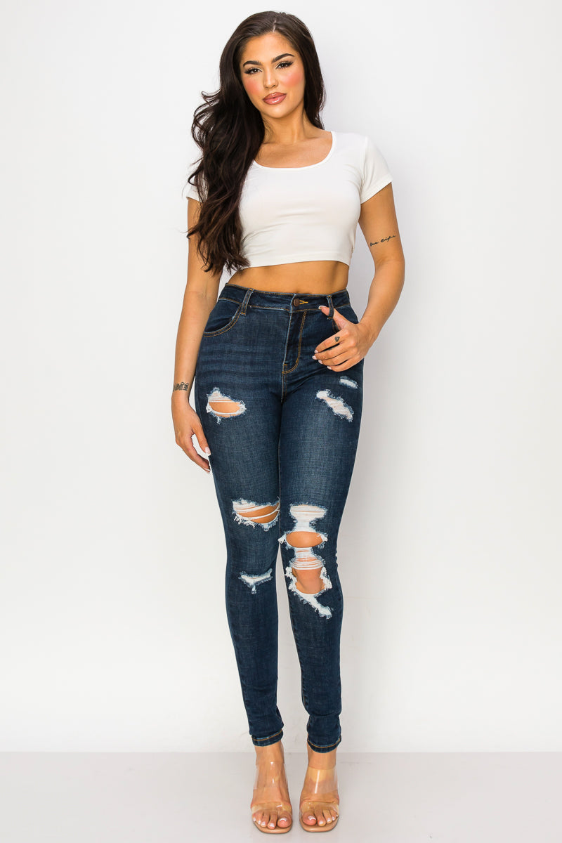 Jocelyn - High Rise Destructed Stretch Skinny