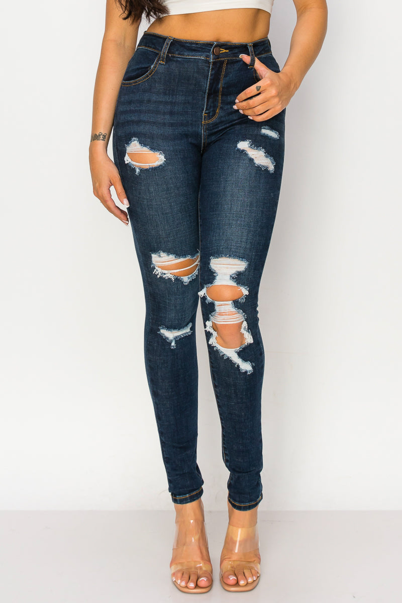 Jocelyn - High Rise Destructed Stretch Skinny