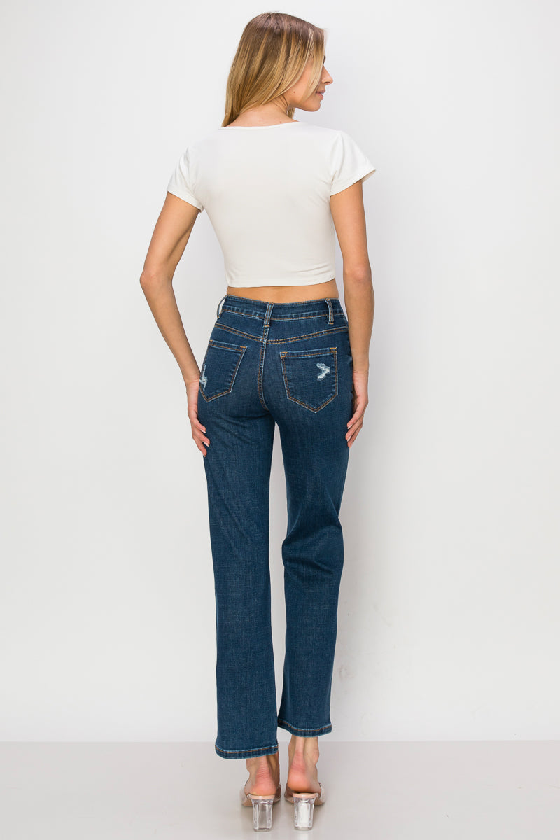 Valerie - High Rise Destructed Stretch Straight Leg