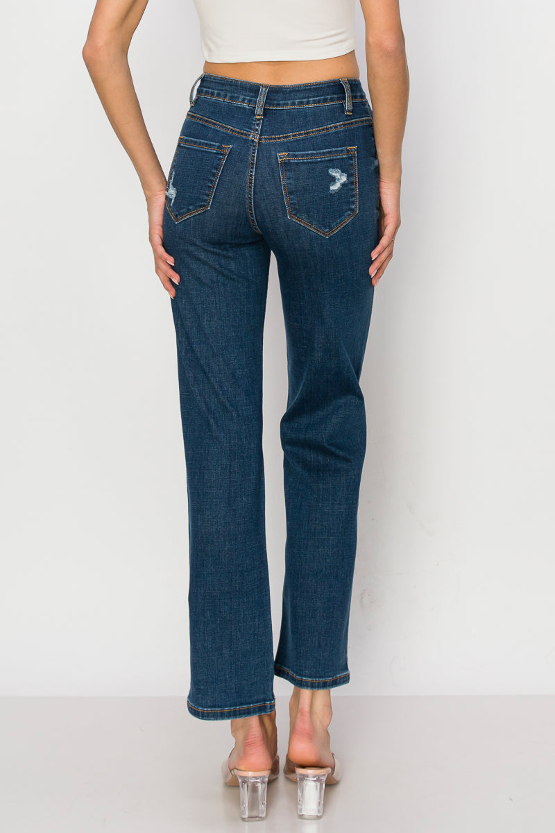 Valerie - High Rise Destructed Stretch Straight Leg