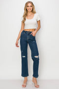 Valerie - High Rise Destructed Stretch Straight Leg