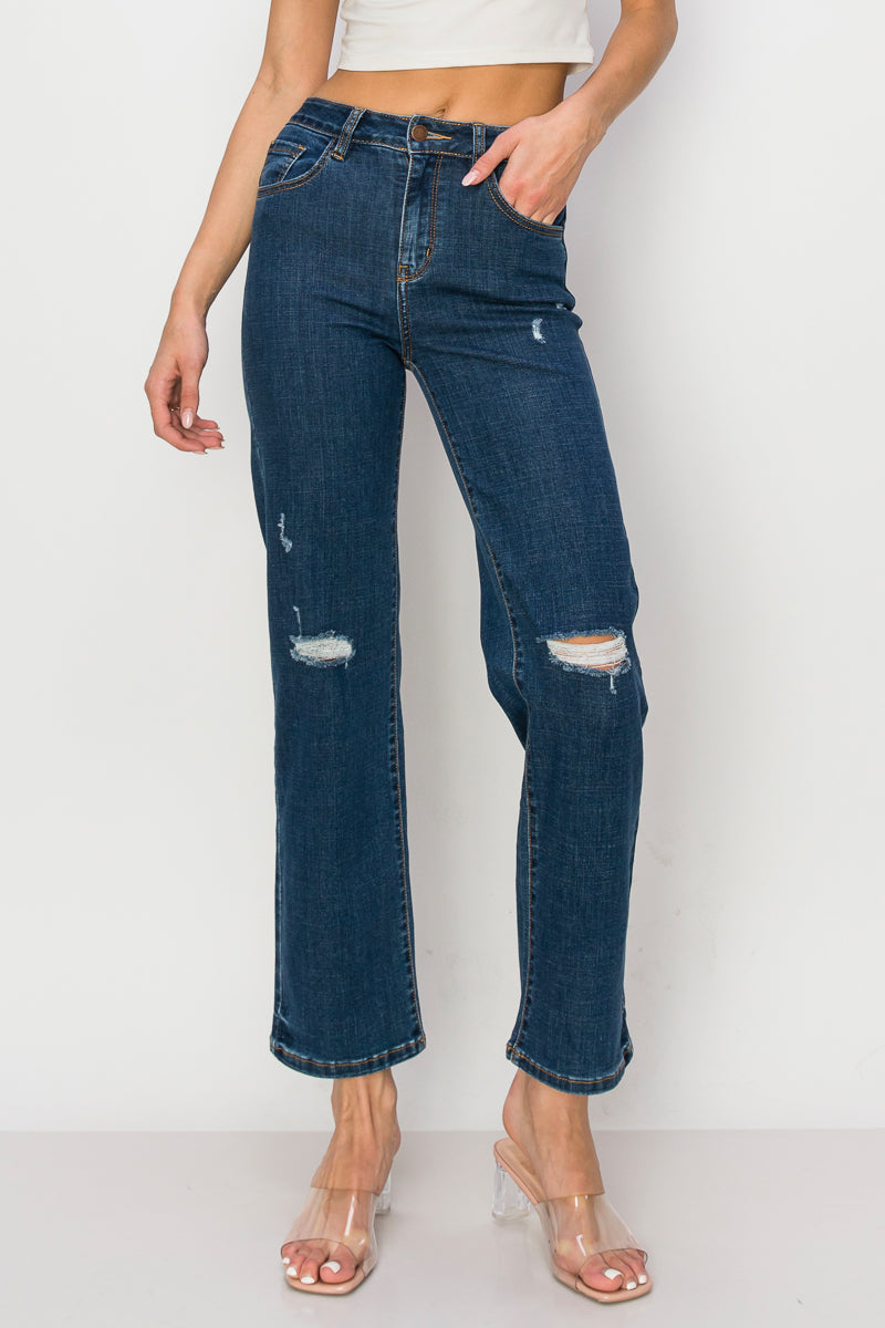 Valerie - High Rise Destructed Stretch Straight Leg