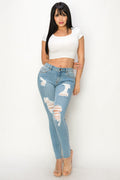 Maeve - Mid Rise Destructed Skinny