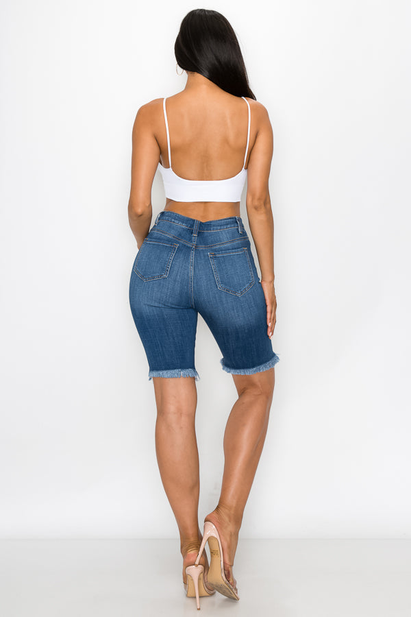 Jessica - High Rise Heavy Destructed Bermuda