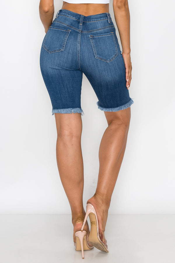 Jessica - High Rise Heavy Destructed Bermuda