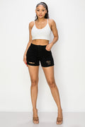 April - High Rise Destructed Roll Cuff Shorts