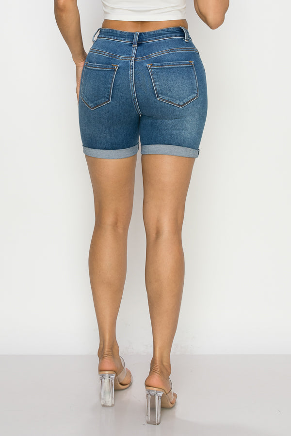 Nancy - High Rise Destructed Rolled Midi Shorts