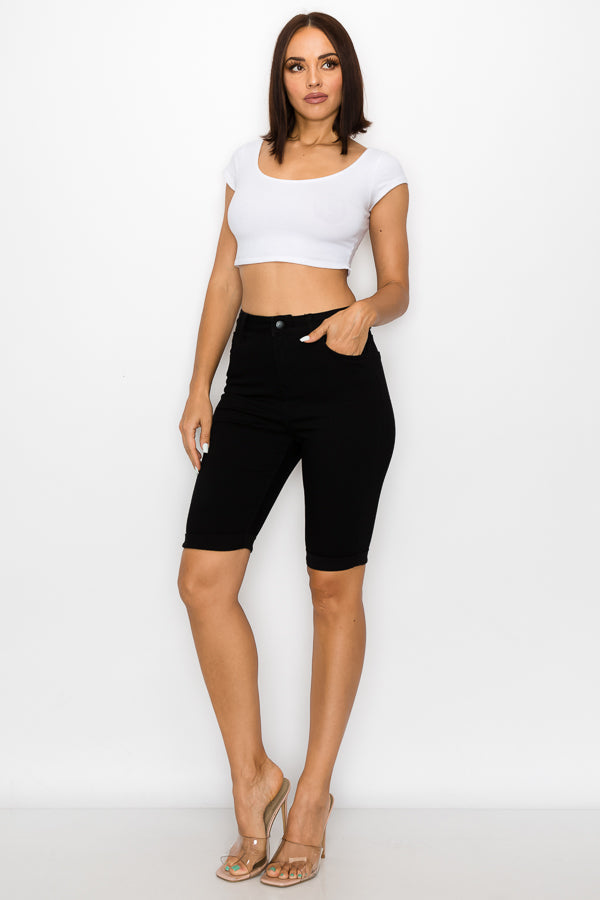 Jasmine - Classic High Rise Rolled Bermuda