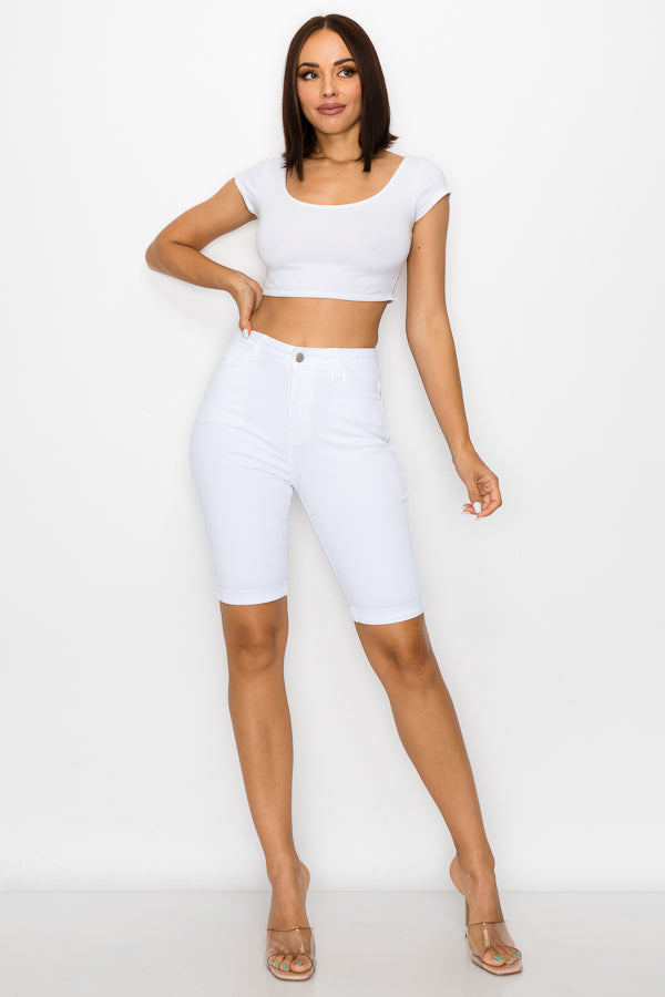 Jasmine - Classic High Rise Rolled Bermuda