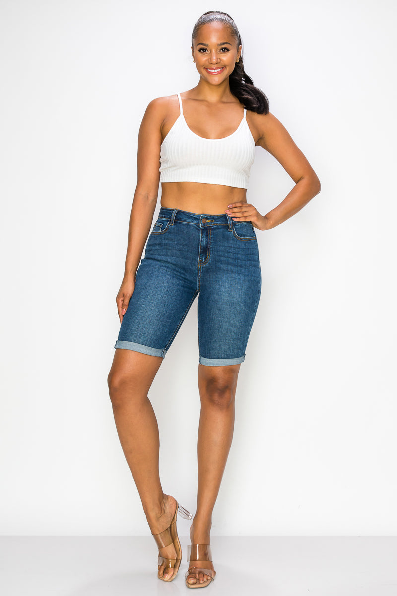 Amber - Classic High Rise Rolled Bermuda