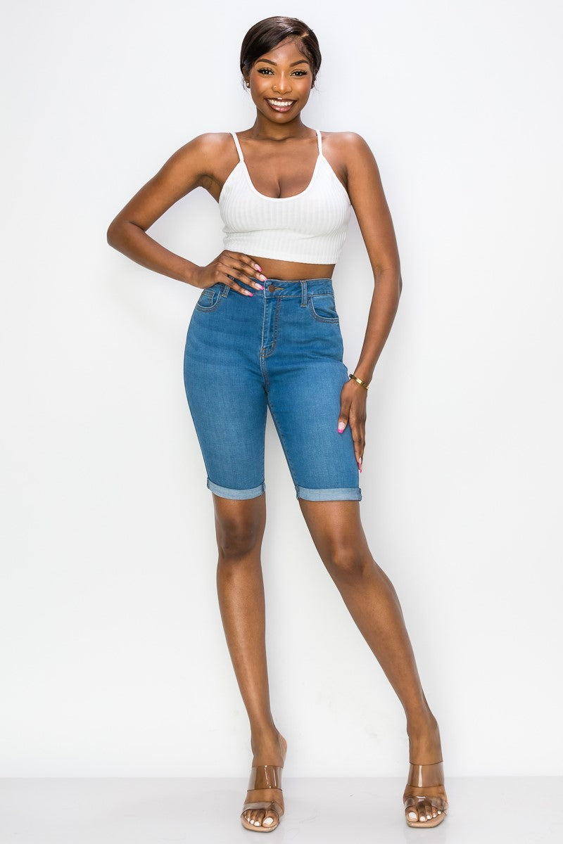 Amber - Classic High Rise Rolled Bermuda