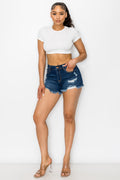 Lindsey - High Rise Destructed Shorts