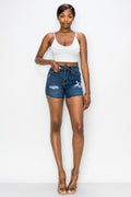 Ivy - High Rise Destructed Raw Cut Shorts