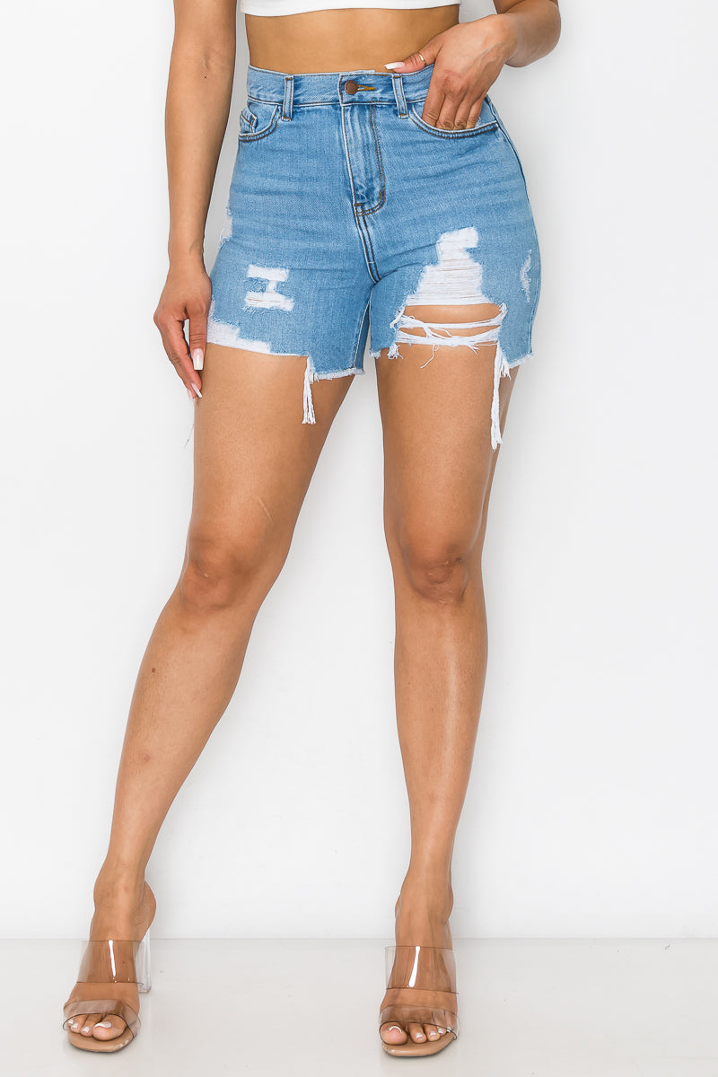 Emma - Super High Destructed Midi Shorts