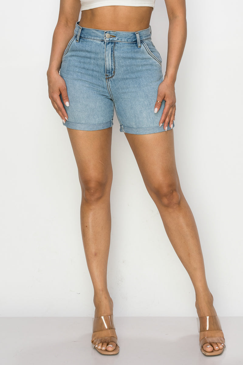 Denise - Classic Super High Roll Midi Mom Shorts