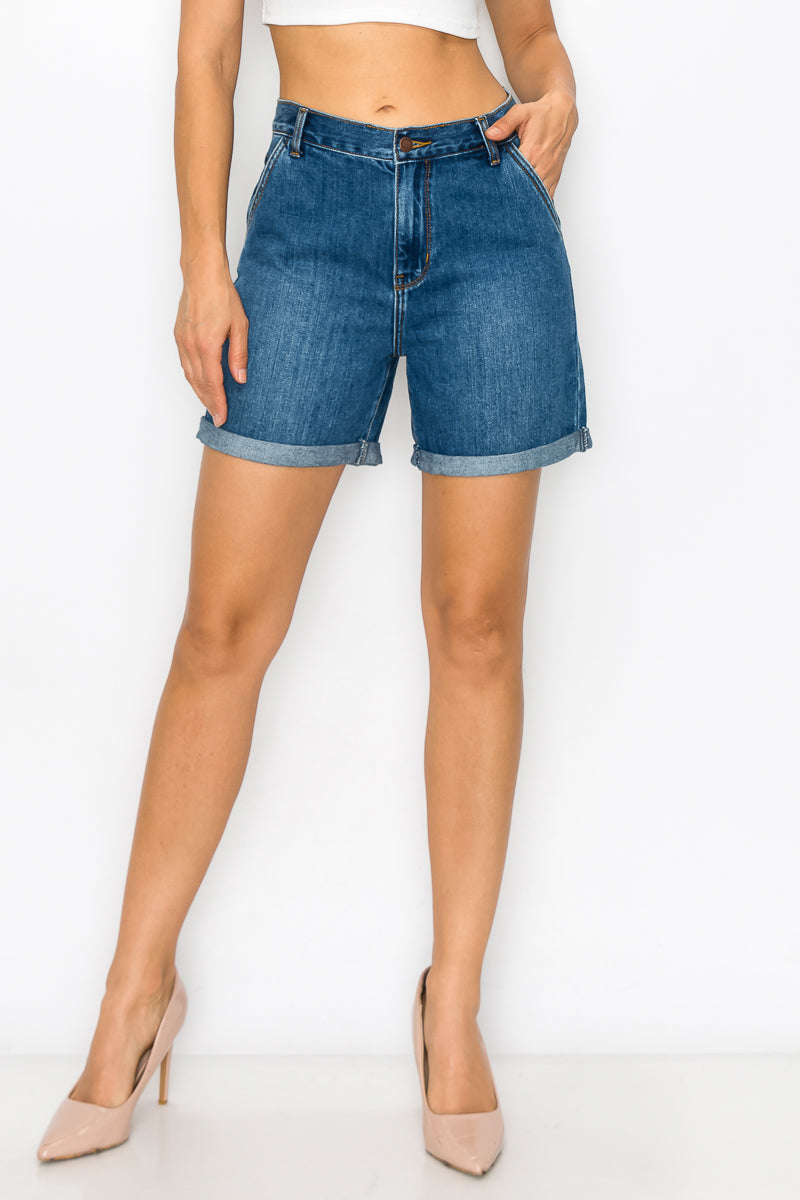 Denise - Classic Super High Roll Midi Mom Shorts