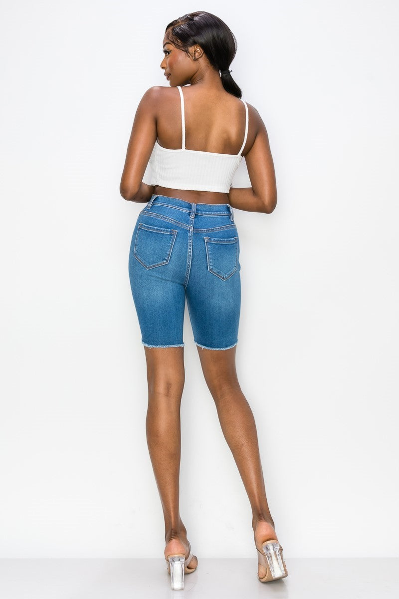 Caroline - High Rise Minimal Destructed Bermuda
