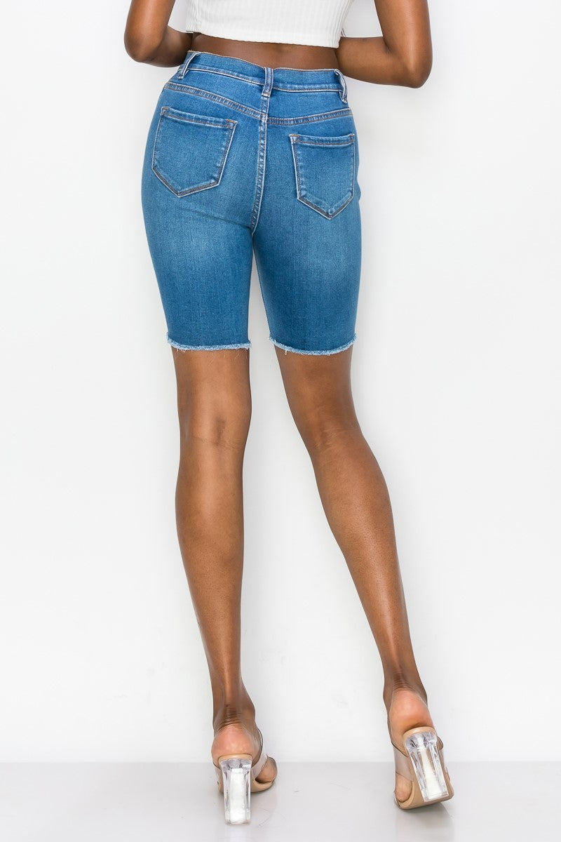 Caroline - High Rise Minimal Destructed Bermuda